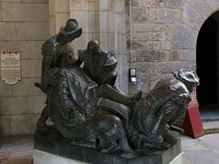 Wounded Ignatius at the entrance of Loyola Castle